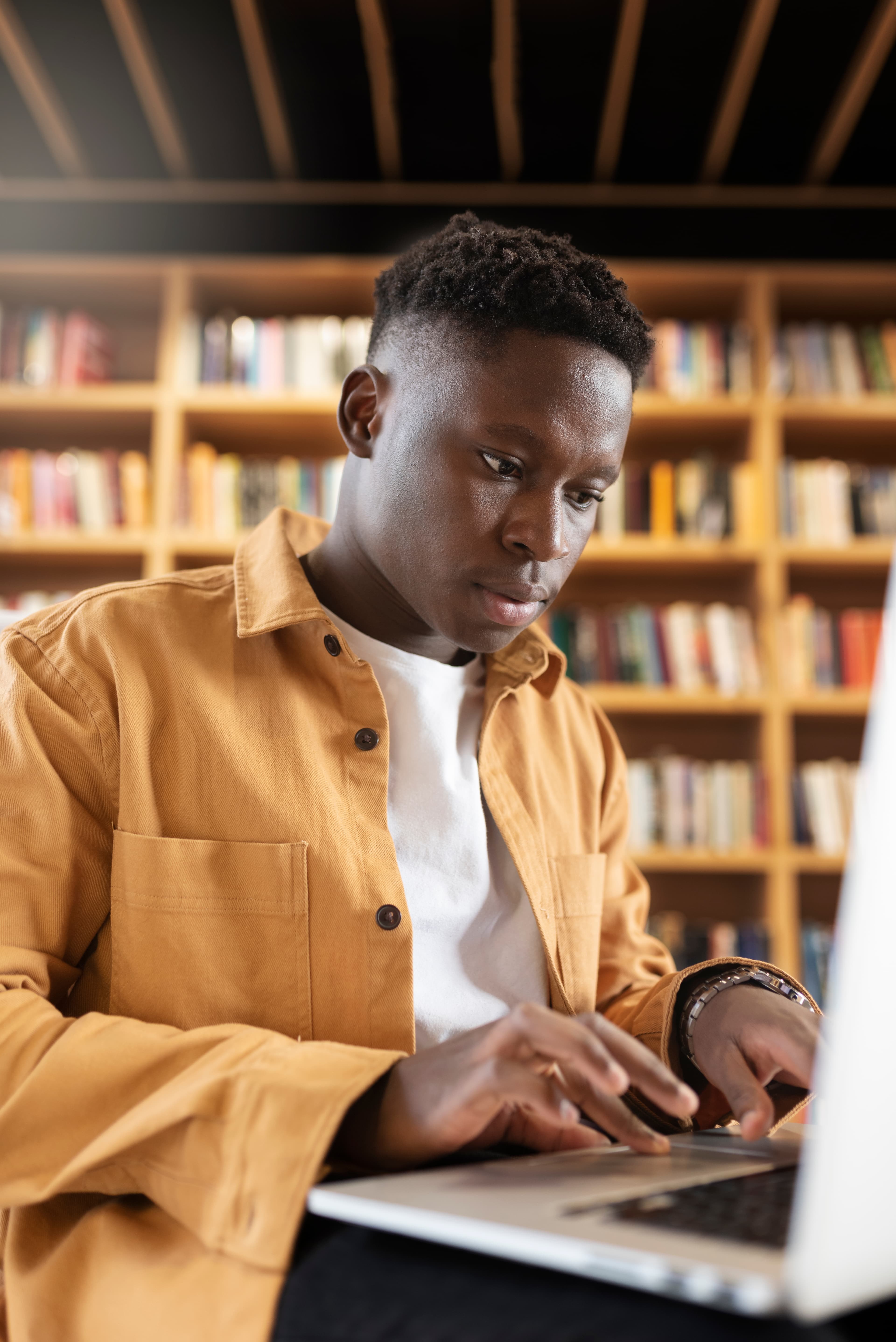 Person reading newsletter content